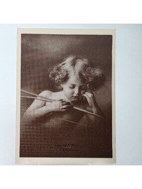 Antique Cupid Asleep 1897 M.B. Parkinson Photo Print Taber Prang Art Co No. 2002